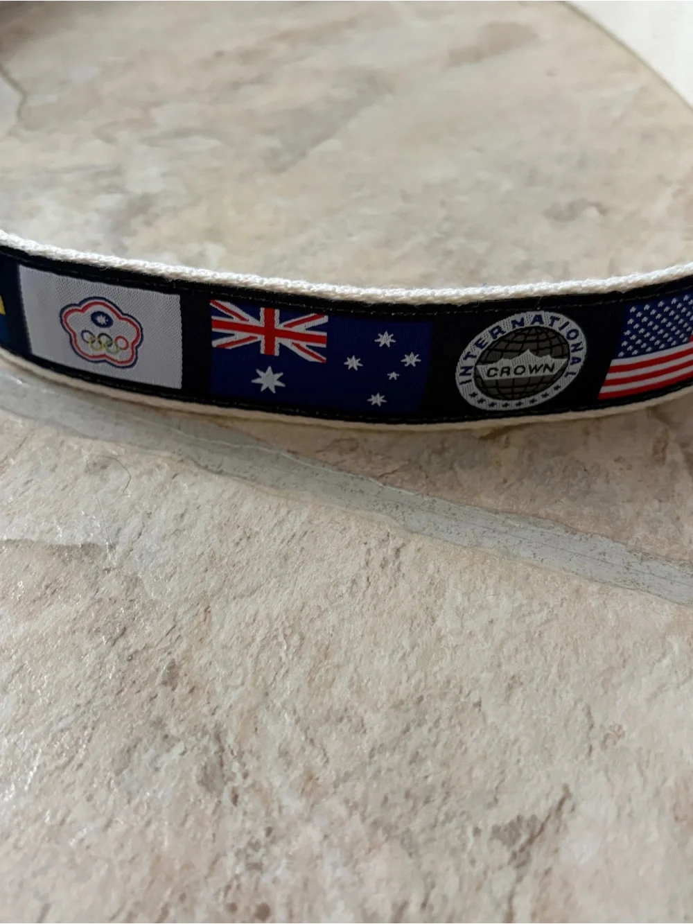 Canvas Flag Patch Belt in Cream with Multicolor Accents